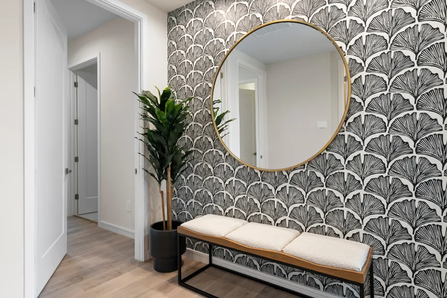 Powder bath with designer wallpaper